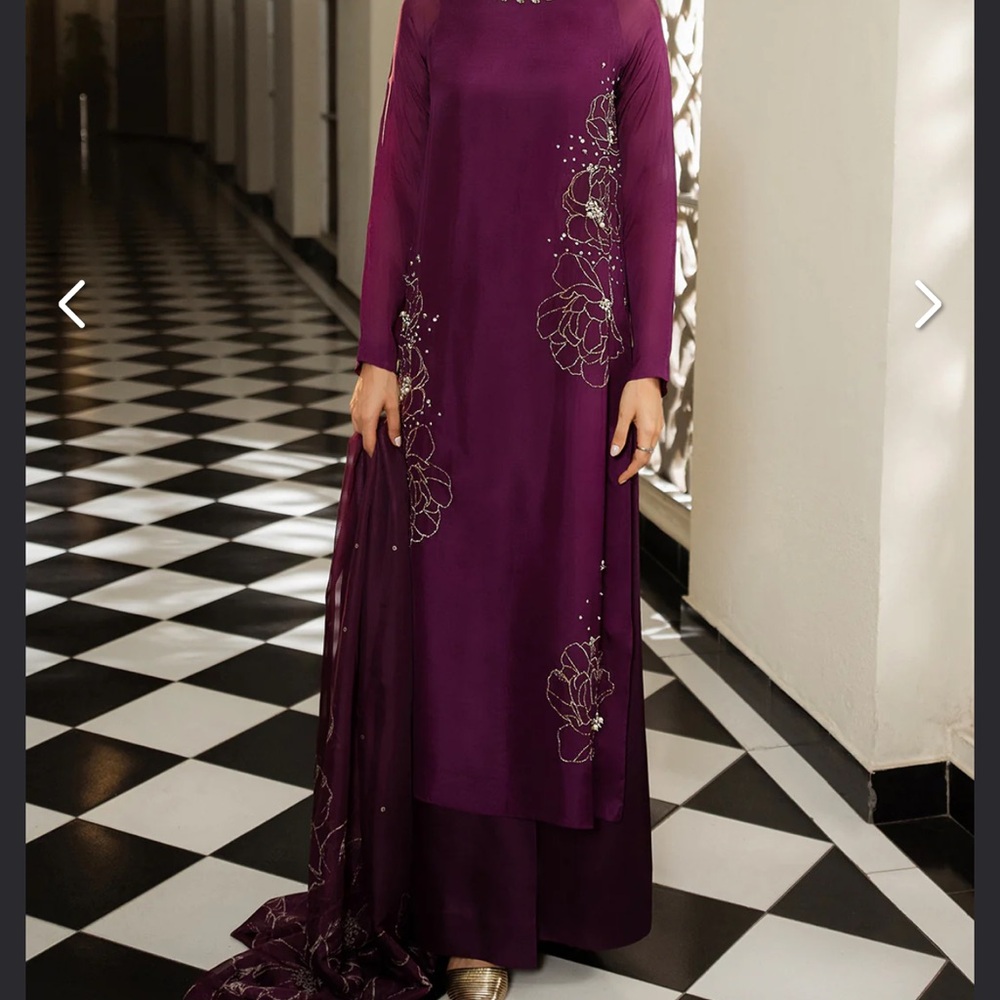 Elegant Purple Embroidered Dress